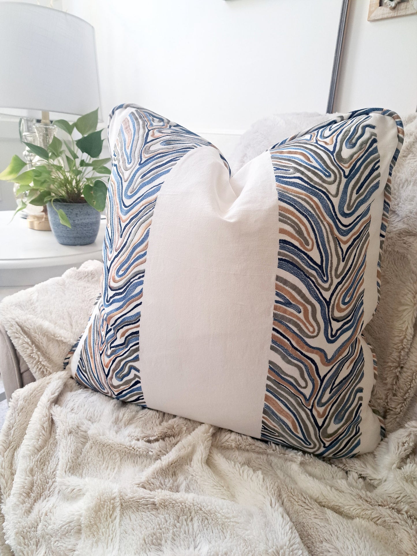 Animal stripe Allendale blues pillow cover