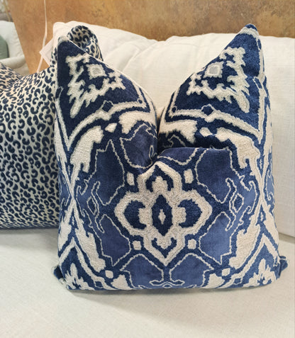 Blue and White Tapestry Pattern Pillow