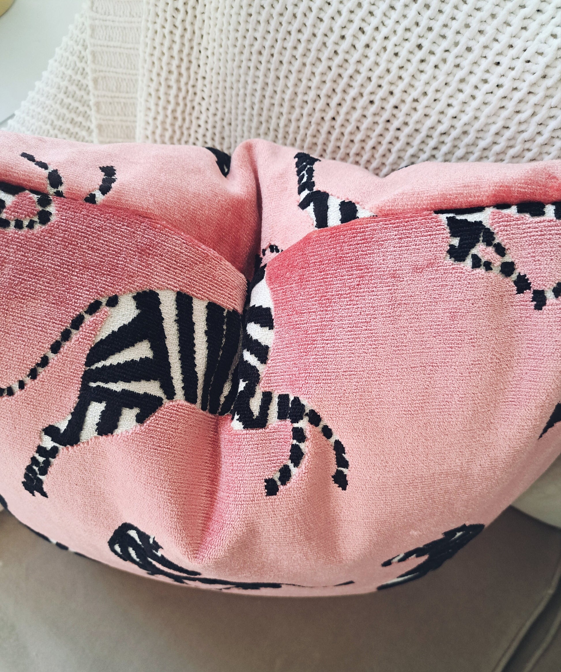 Pink dancing zebra pillow cover