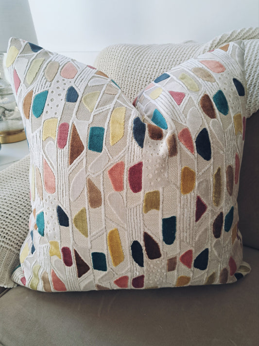Multi Color Velvet Geometric Shapes Pillow Cover