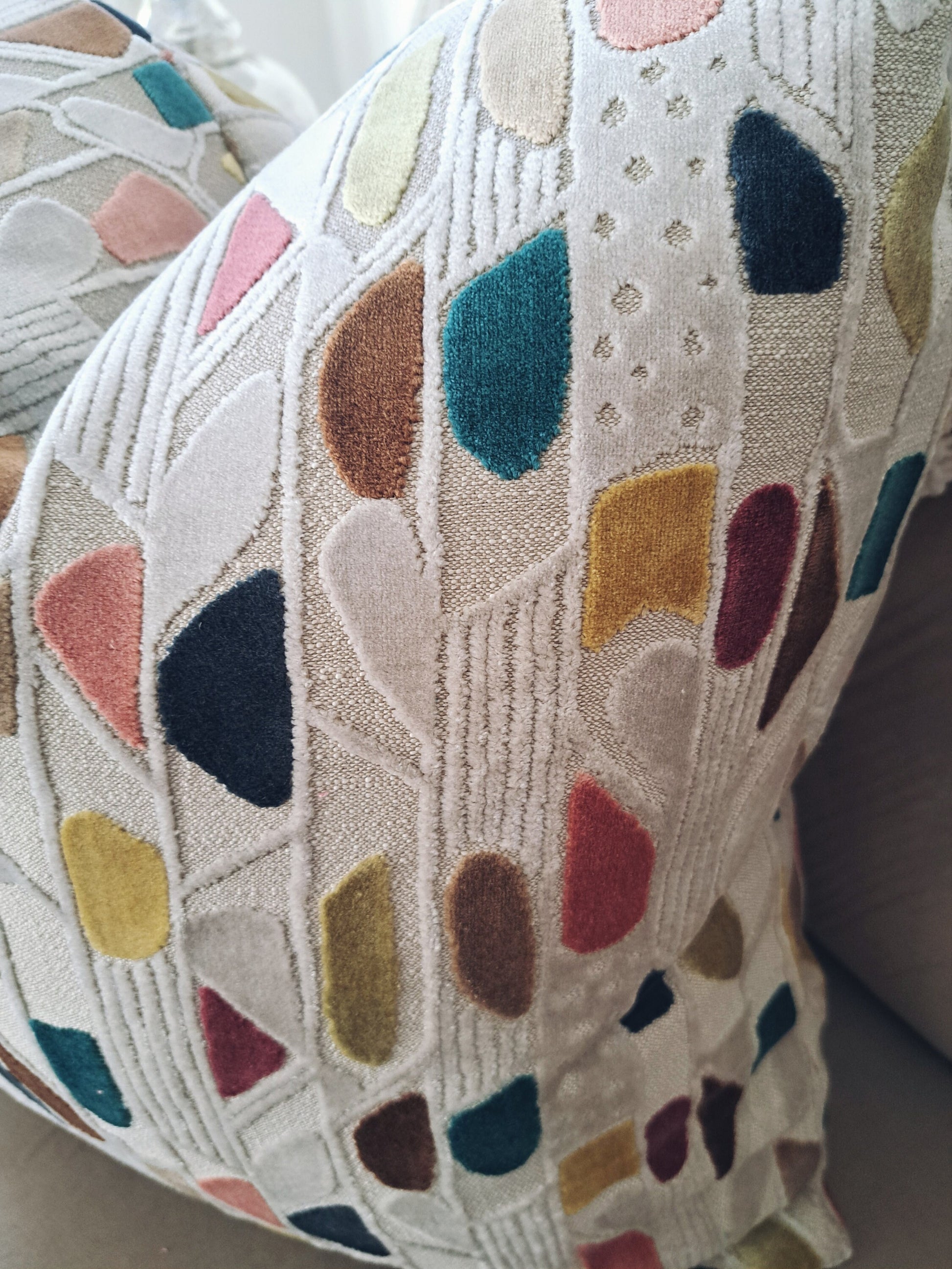 Multi Color Velvet Geometric Shapes Pillow Cover