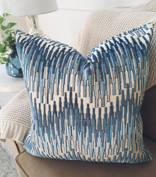Navy and cream chevron pillow cover