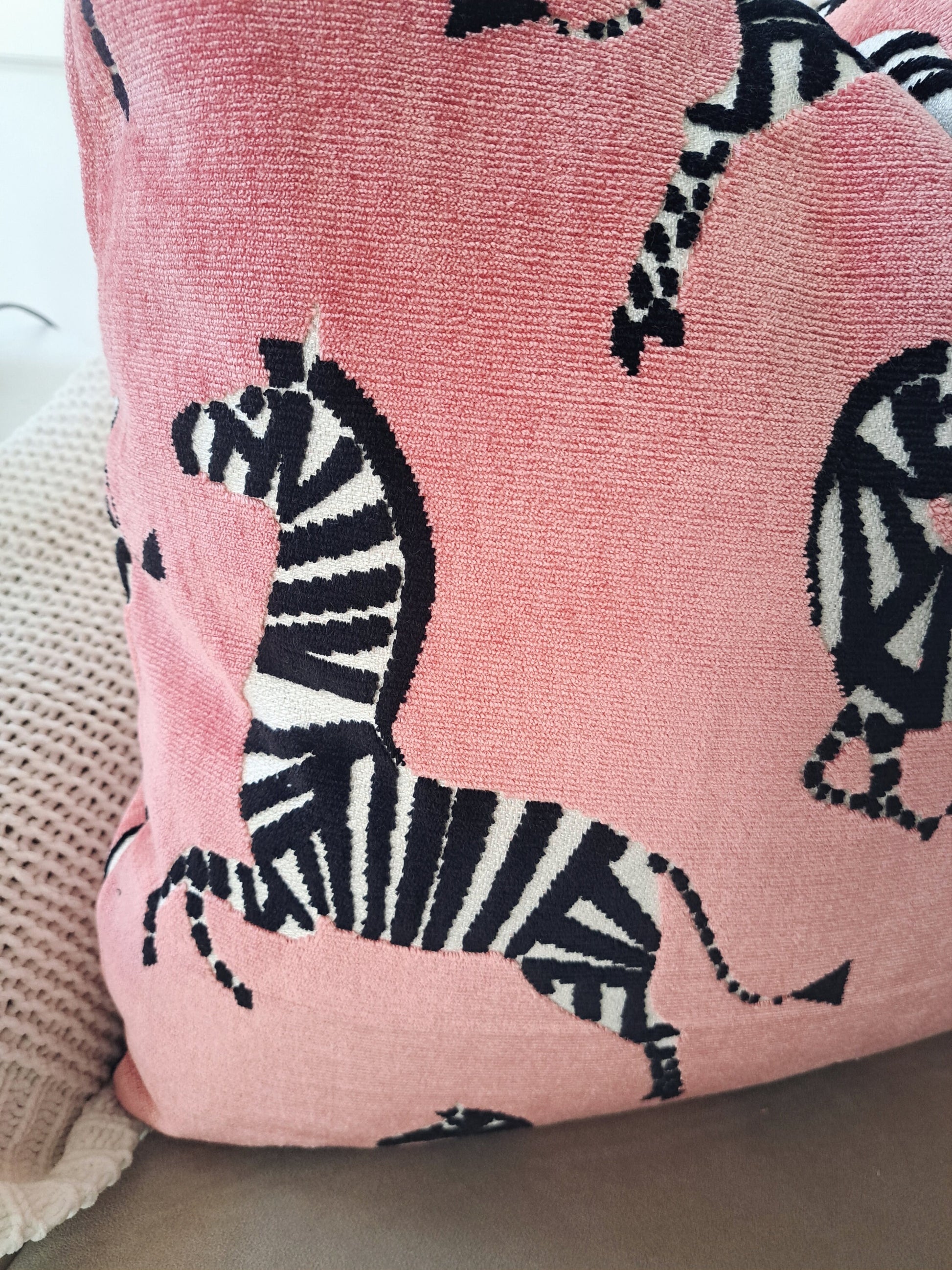 Pink dancing zebra pillow cover