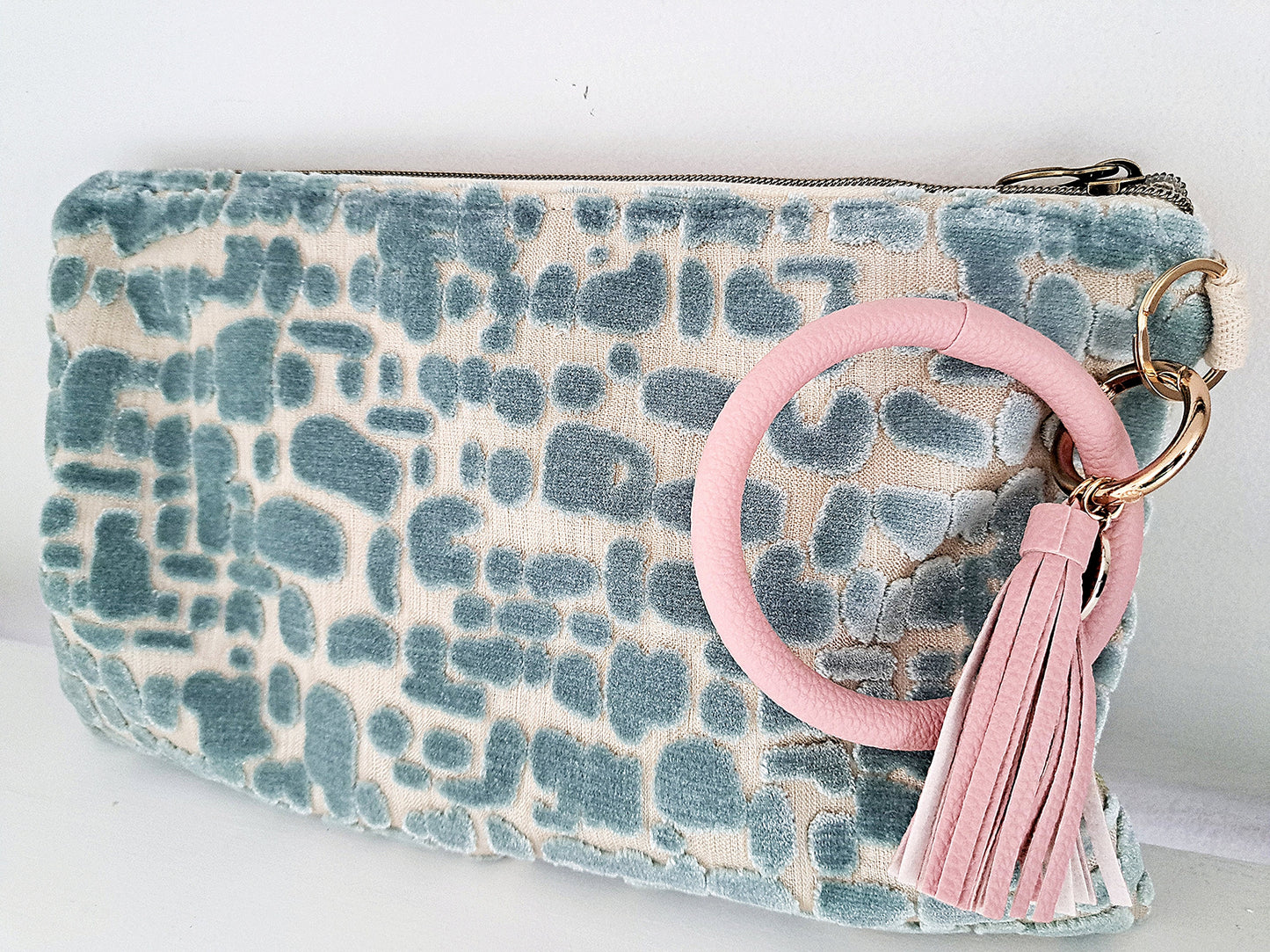 Blue Velvet Shapes Clutch Bag