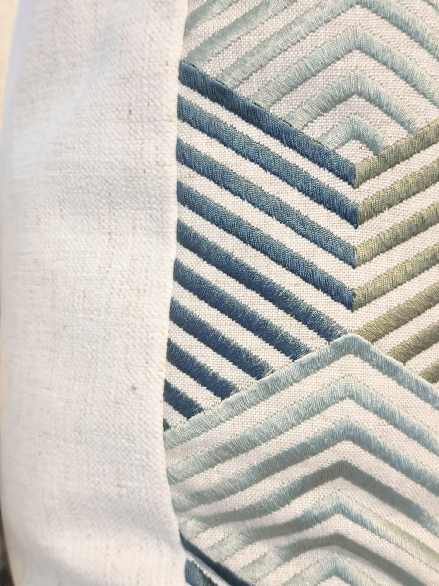 Embroidered Linen Seafoam Pillow Cover