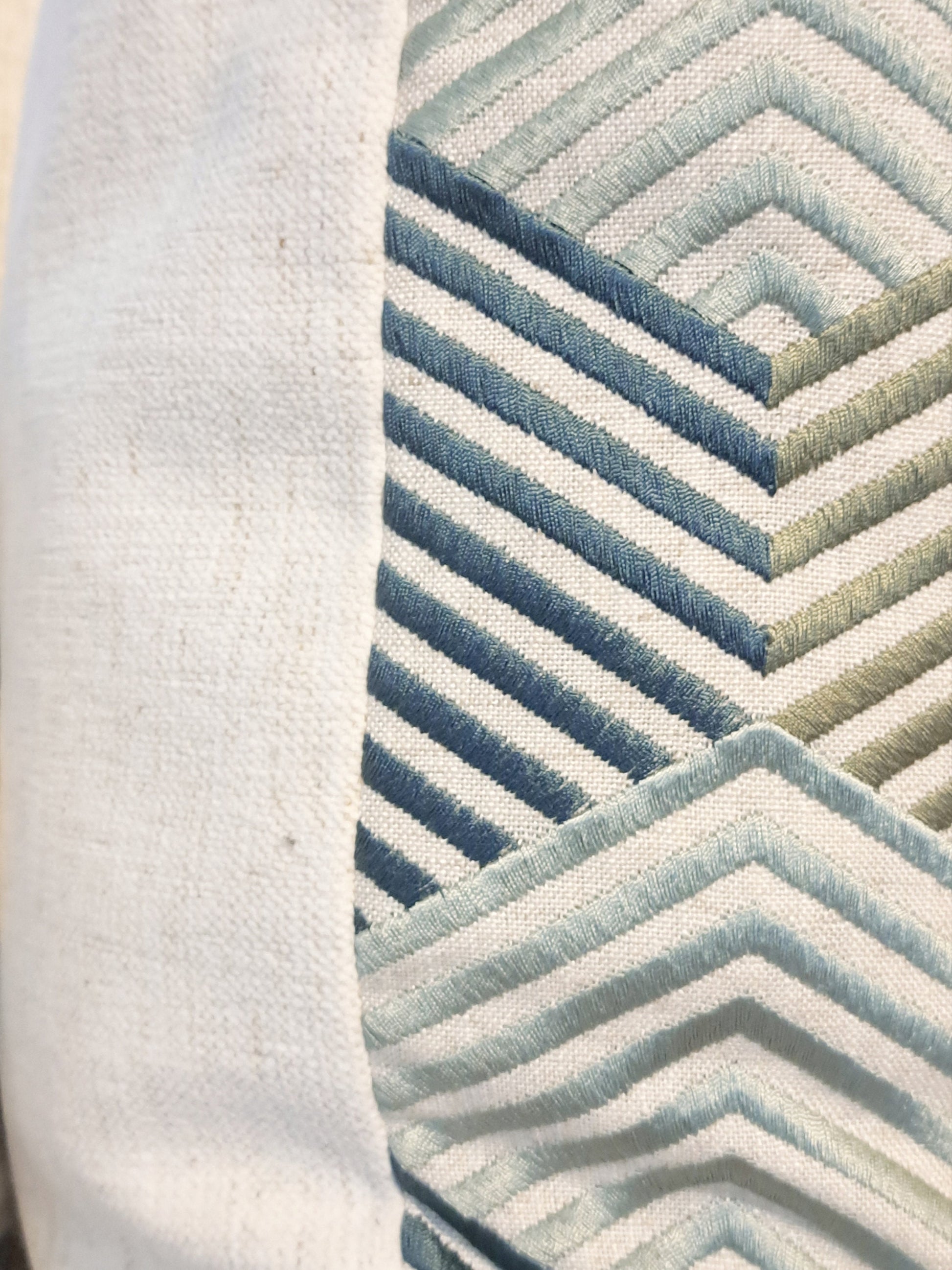 Embroidered Linen Seafoam Pillow Cover
