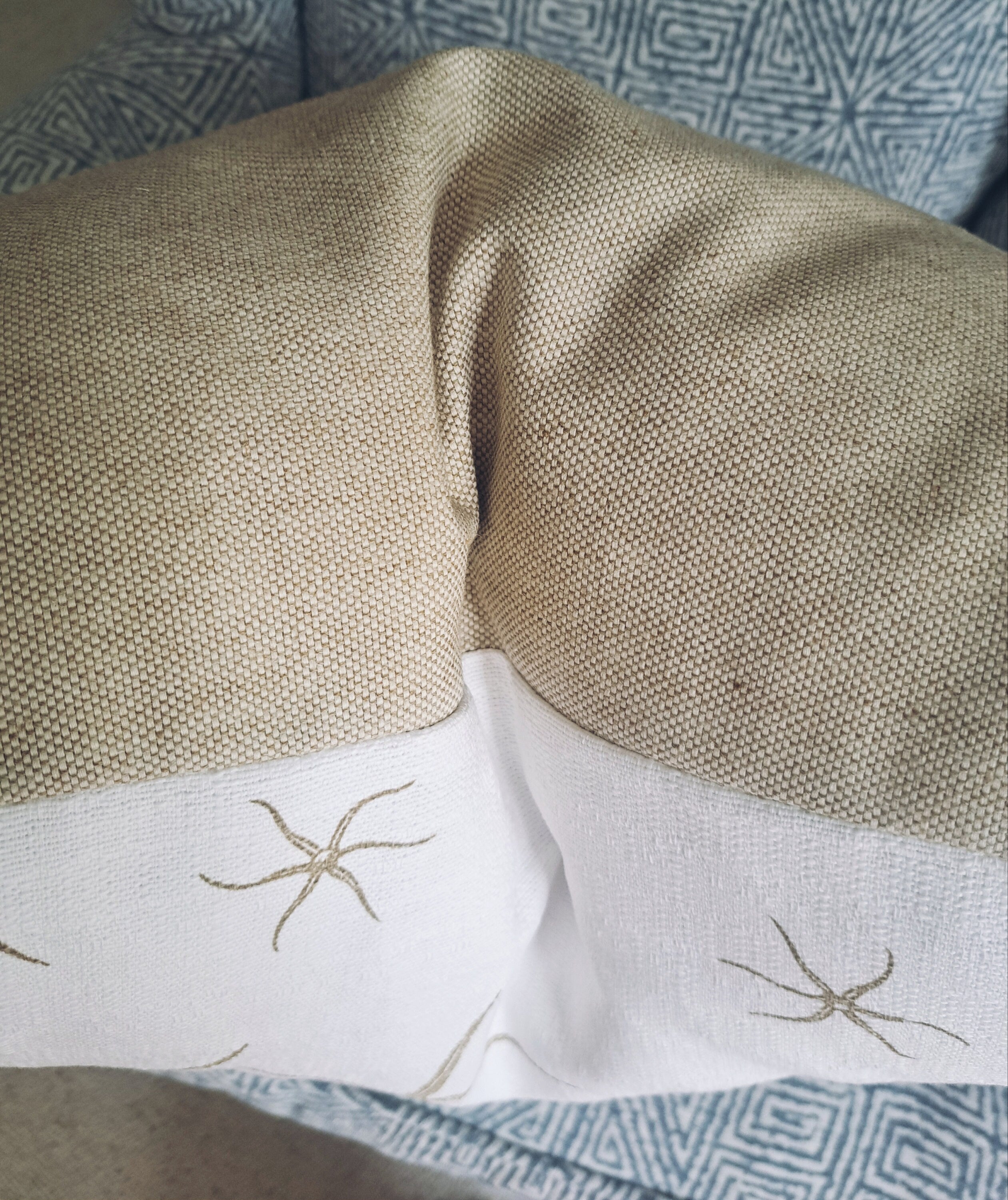 Embroidered Sea Star Pillow Cover