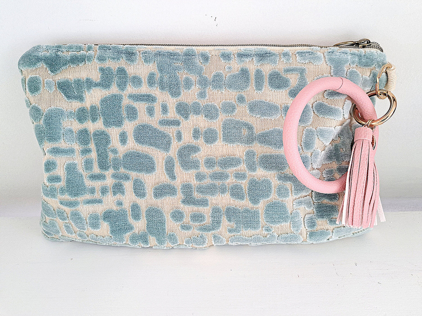 Blue Velvet Shapes Clutch Bag