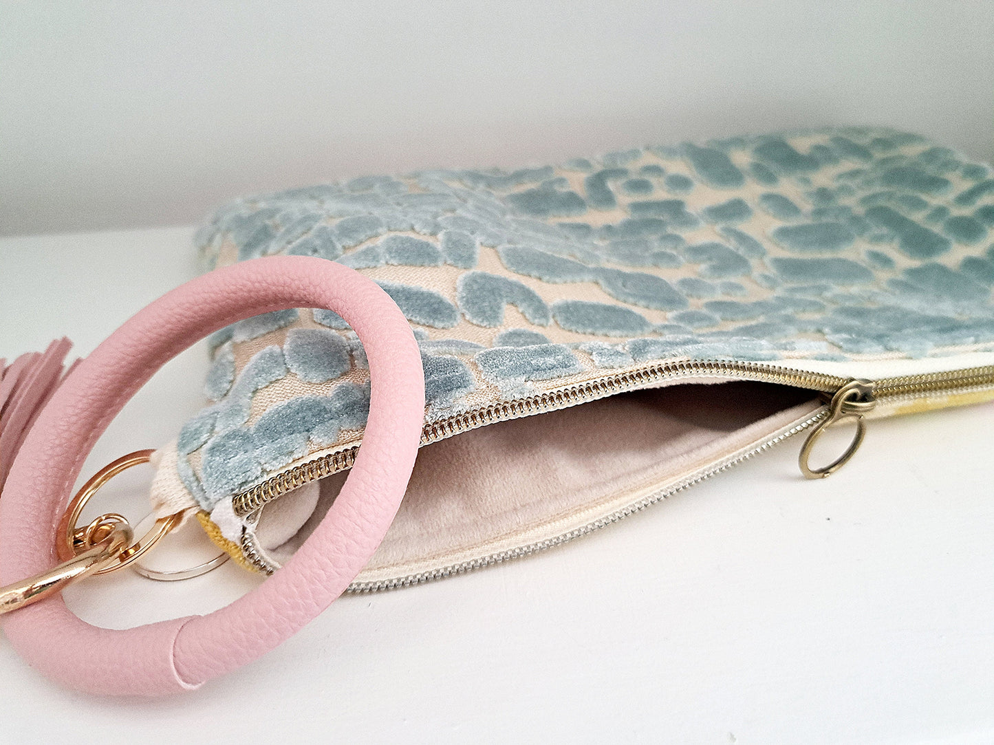 Blue Velvet Shapes Clutch Bag
