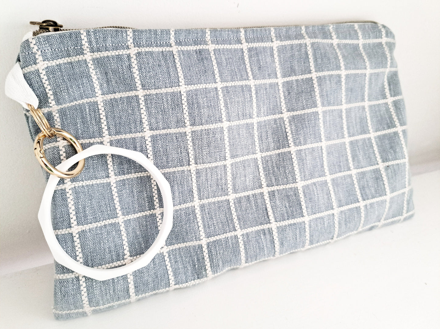 Denim Plaid Clutch Bag