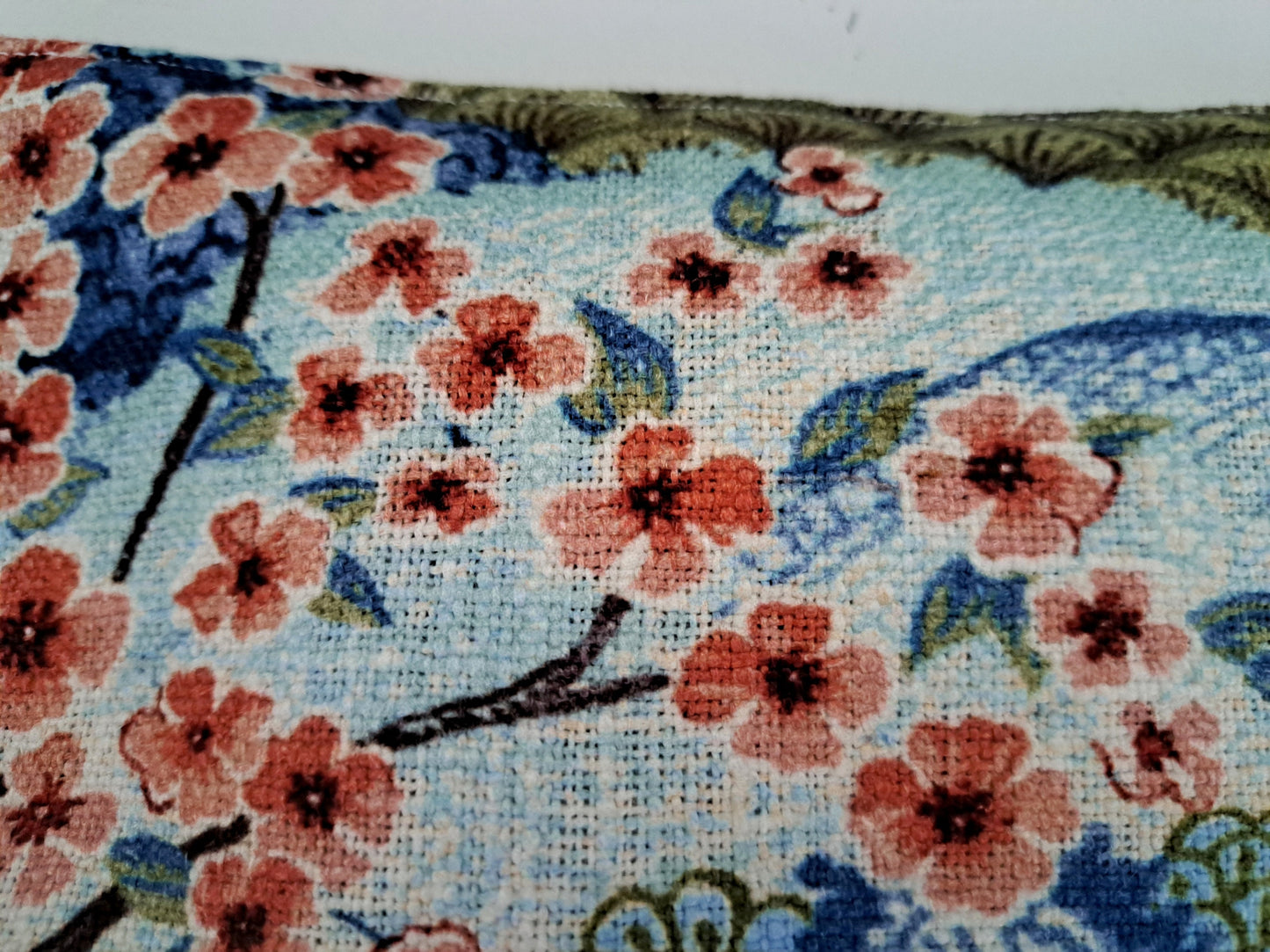 Coral and Blue Chinoiserie Print Bag