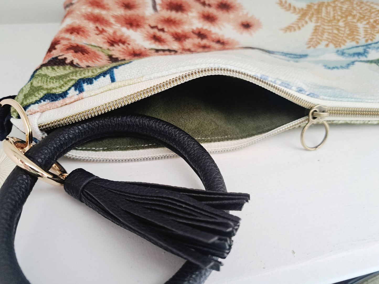 Coral and Blue Chinoiserie Print Bag
