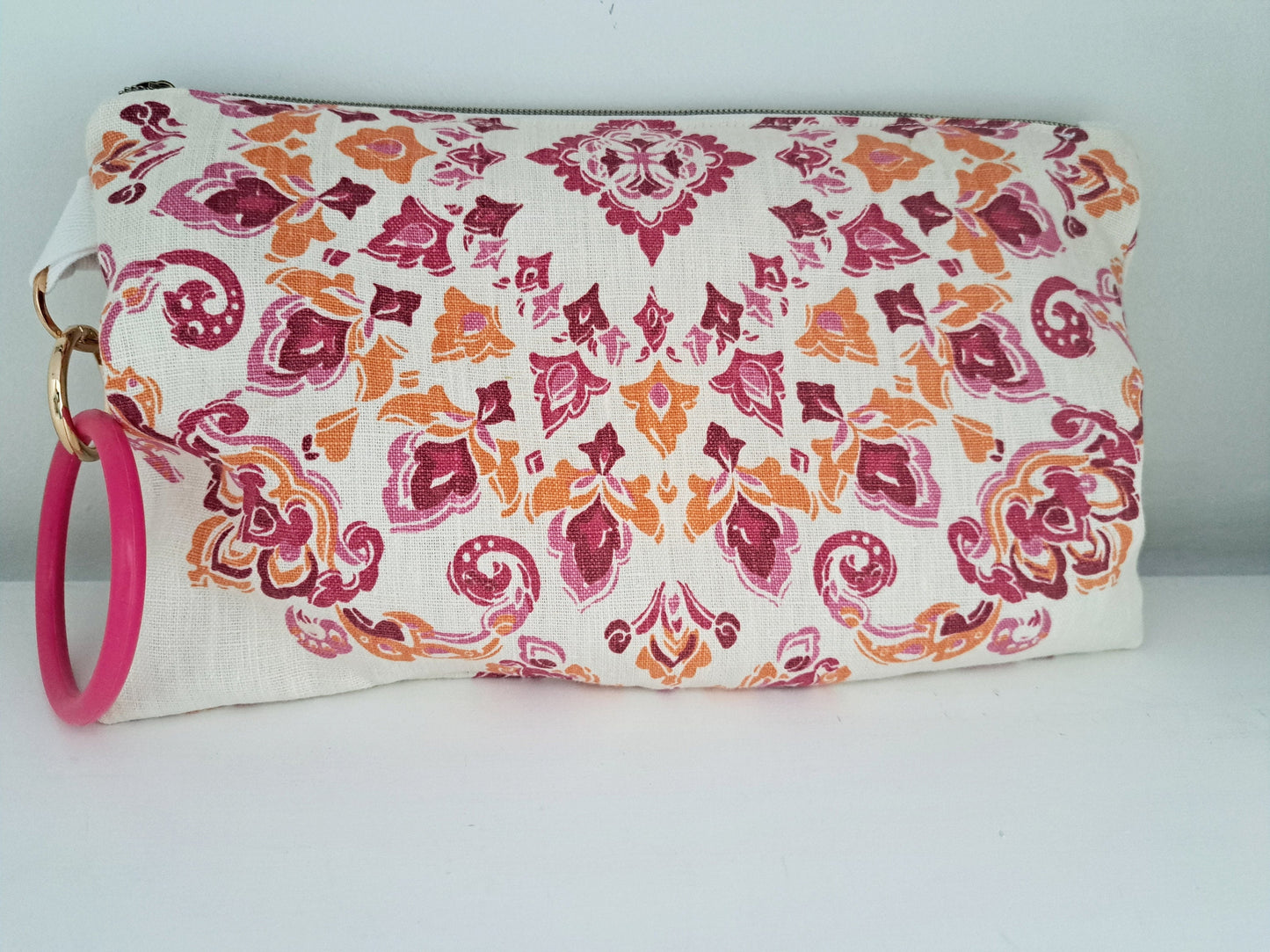 Pink and Orange Medallion Clutch Bag