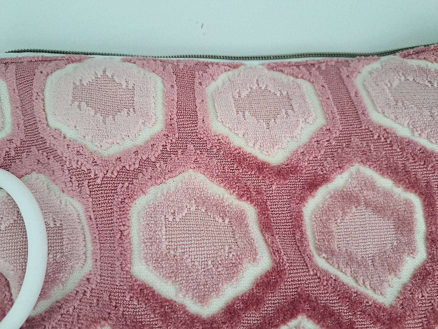 Melon Geometric Velvet Clutch Bag