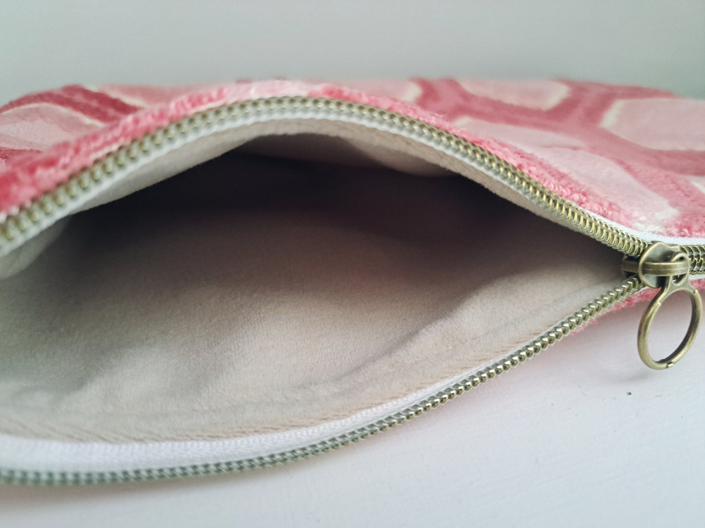 Melon Geometric Velvet Clutch Bag