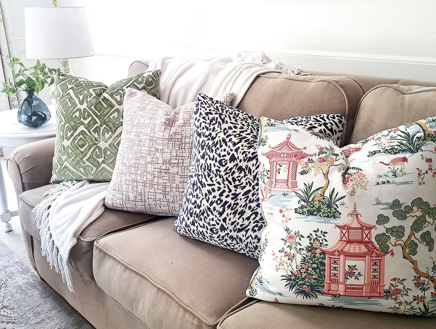 Lucille Velvet Navy Leapard Pillow Cover