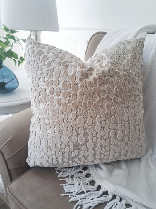 Oyster Cream Velvet Dot Pillow Cover