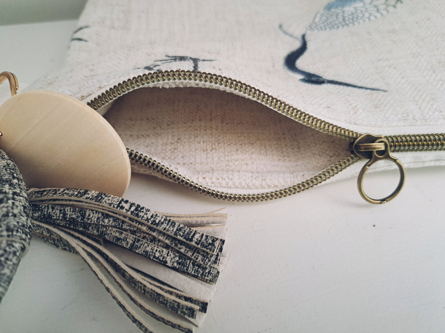 Embroidered Heron Clutch Bag