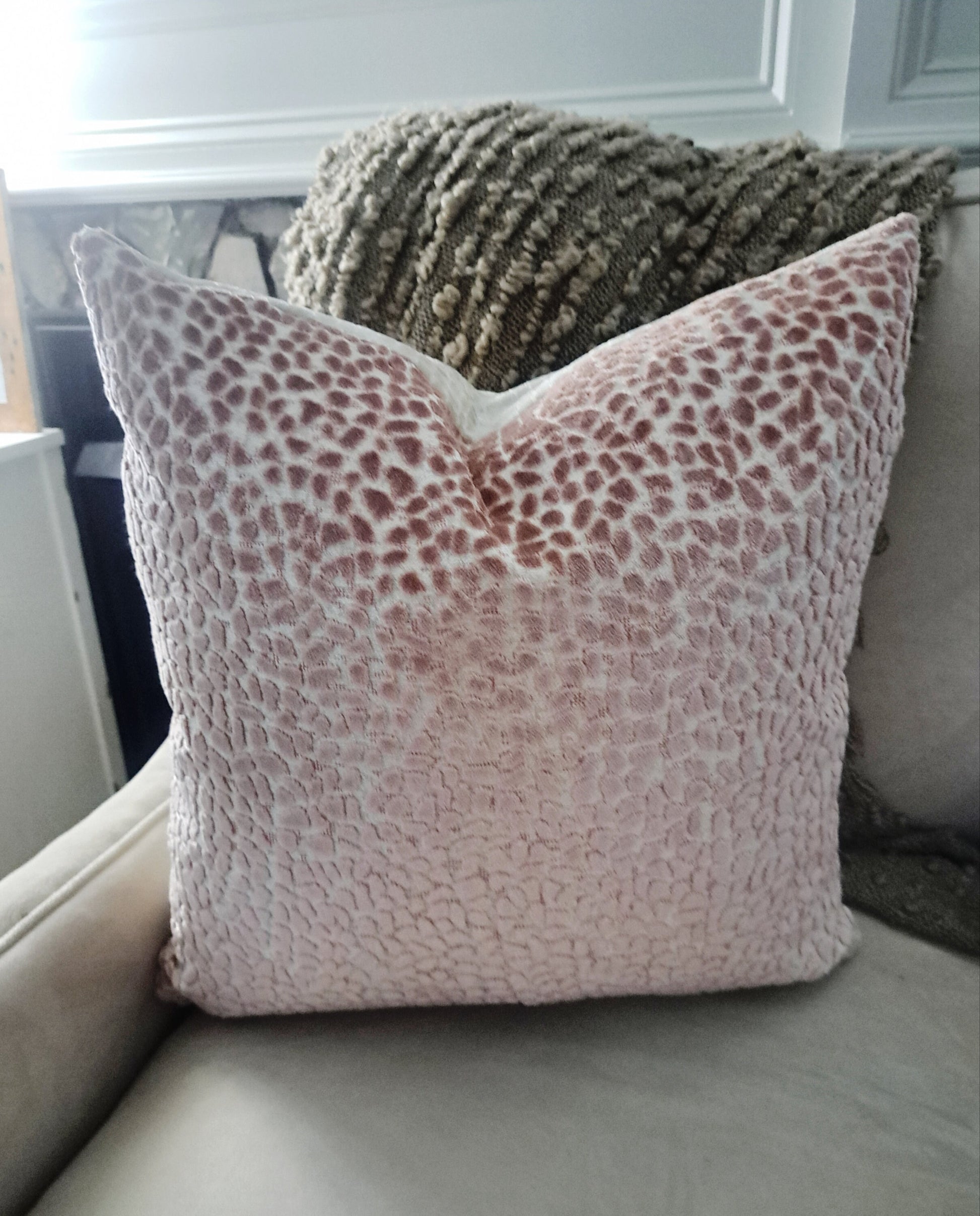 Dusty Rose Velvet Animal Print Pillow Cover