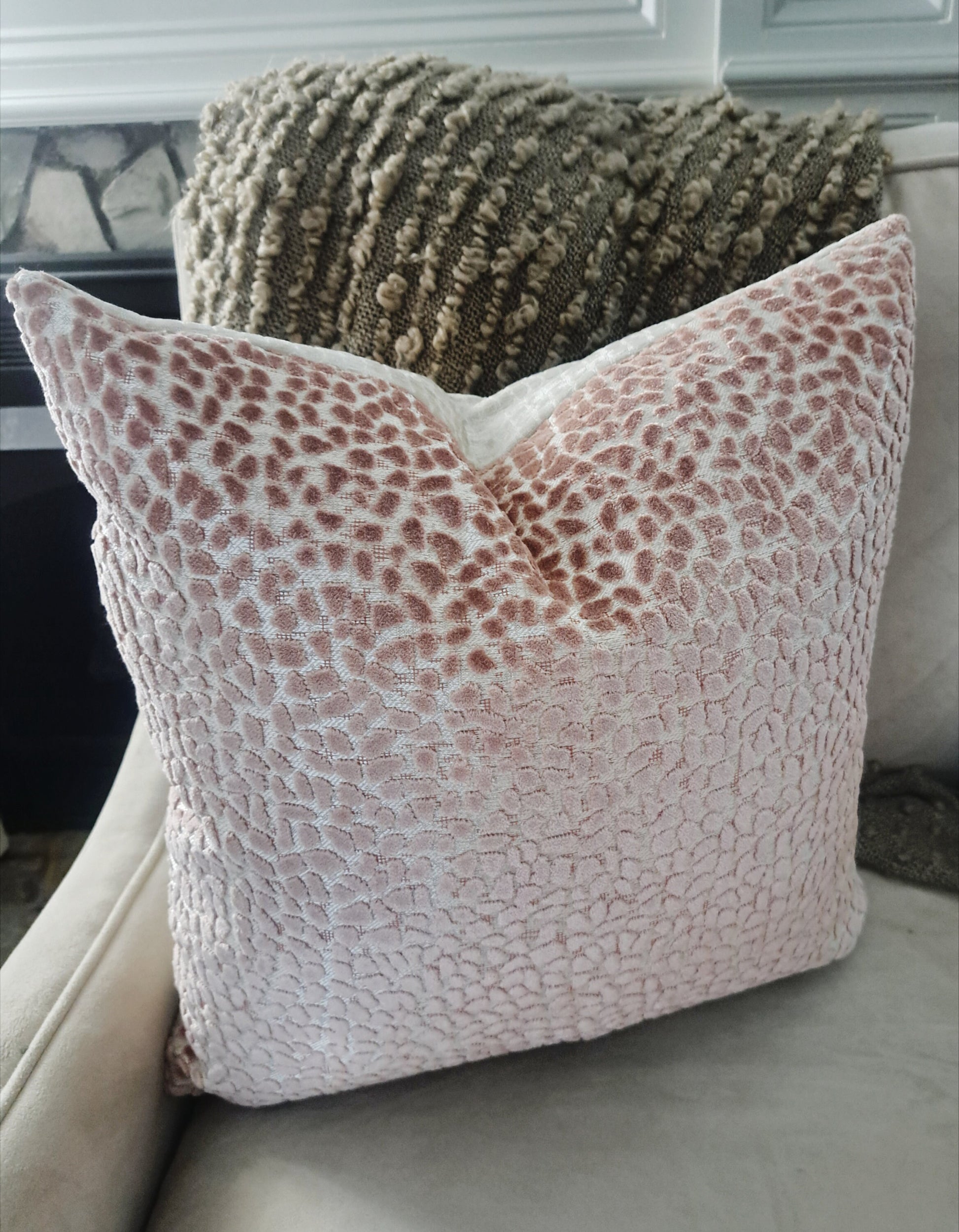 Dusty Rose Velvet Animal Print Pillow Cover