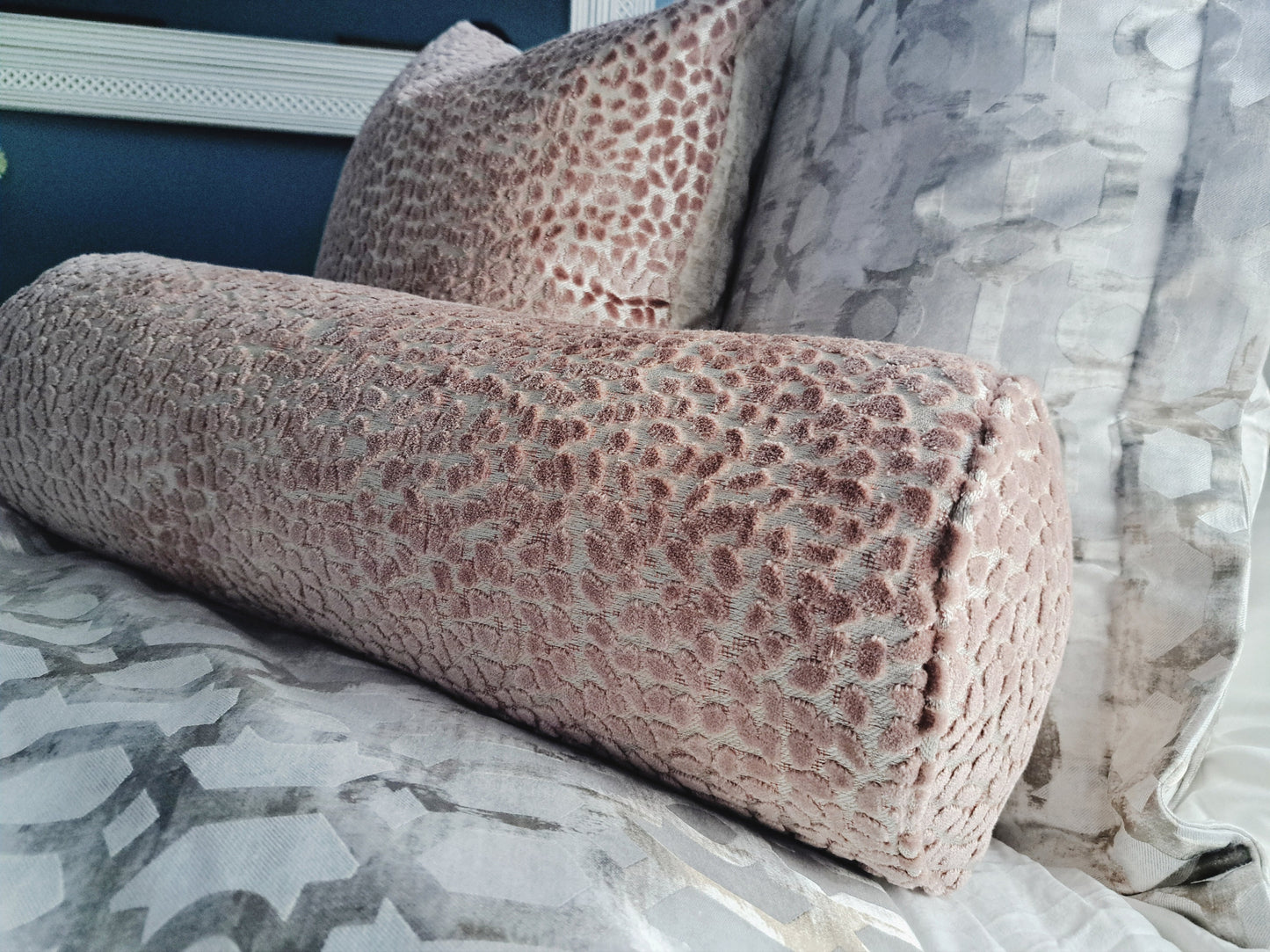 Dusty Rose Velvet Animal Print Pillow Cover