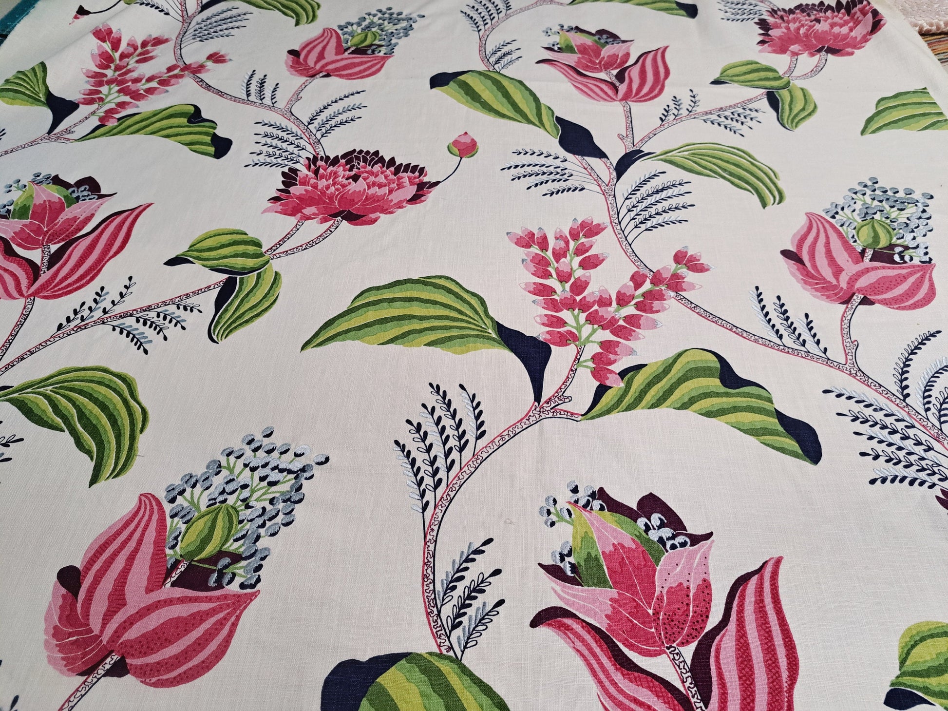 Embroidered Graphic Floral Pink Fuchsia Pillow Cover