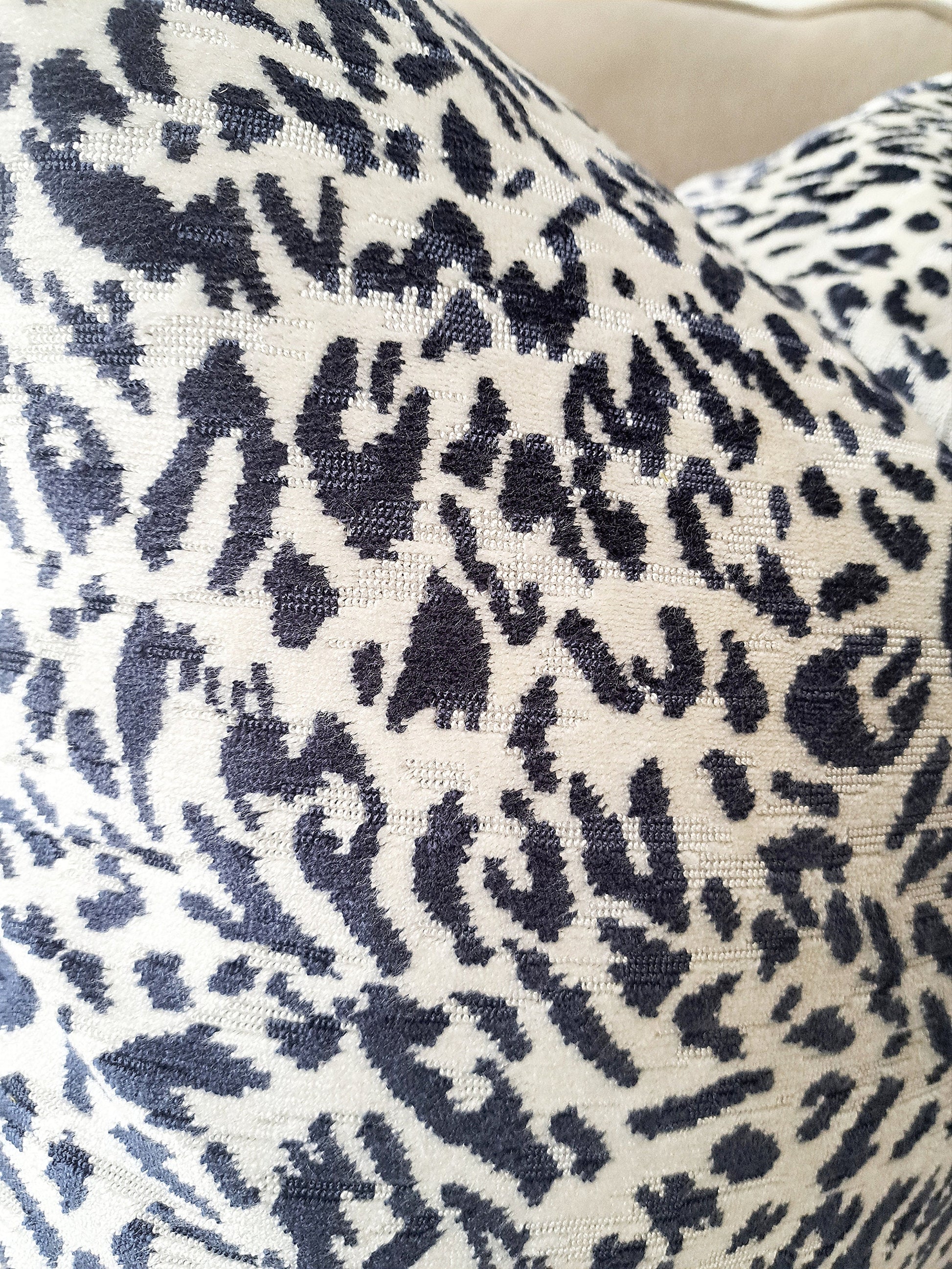 Lucille Velvet Navy Leapard Pillow Cover