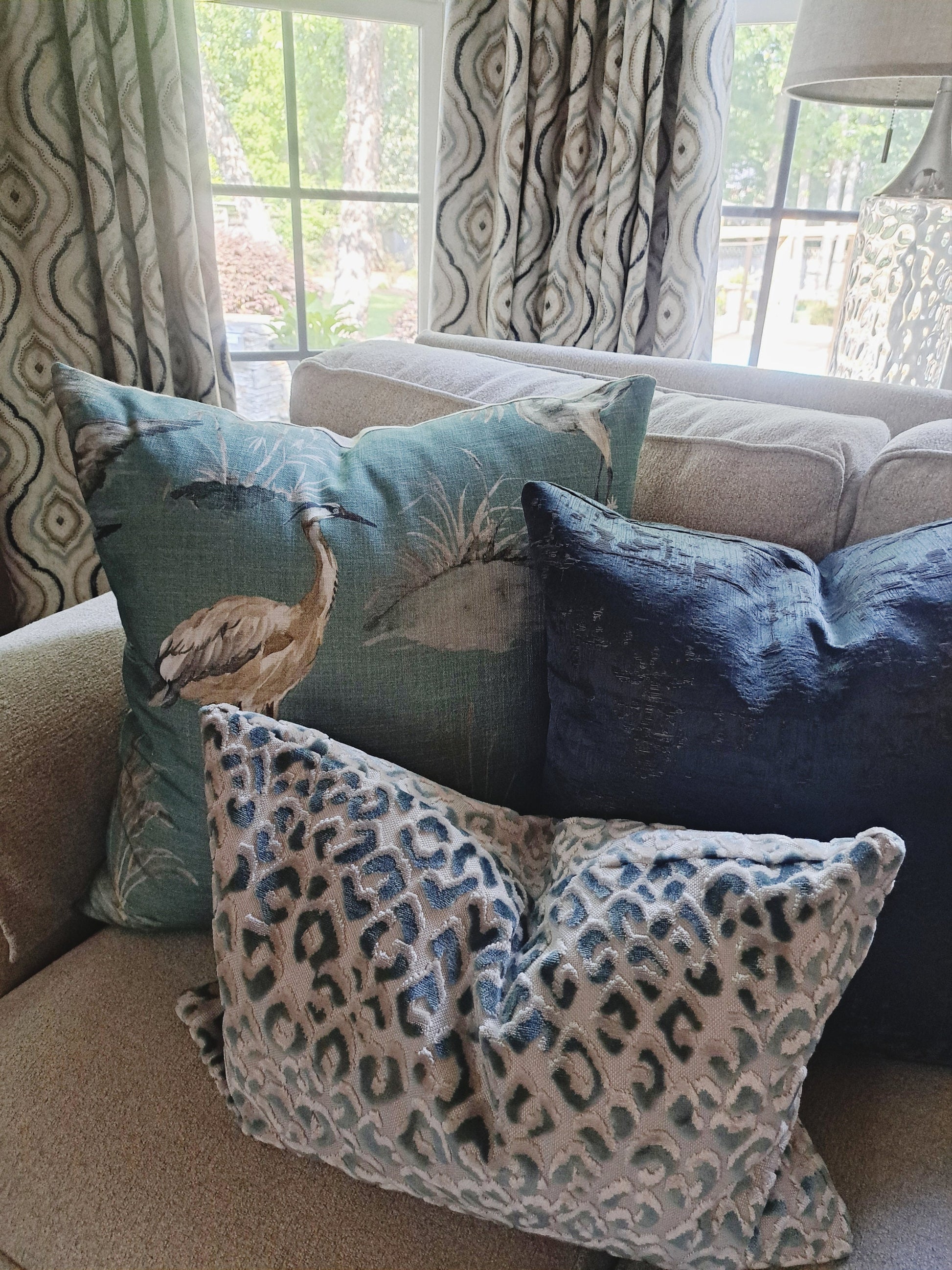 Heron and Seagrass Print Pillow Cover