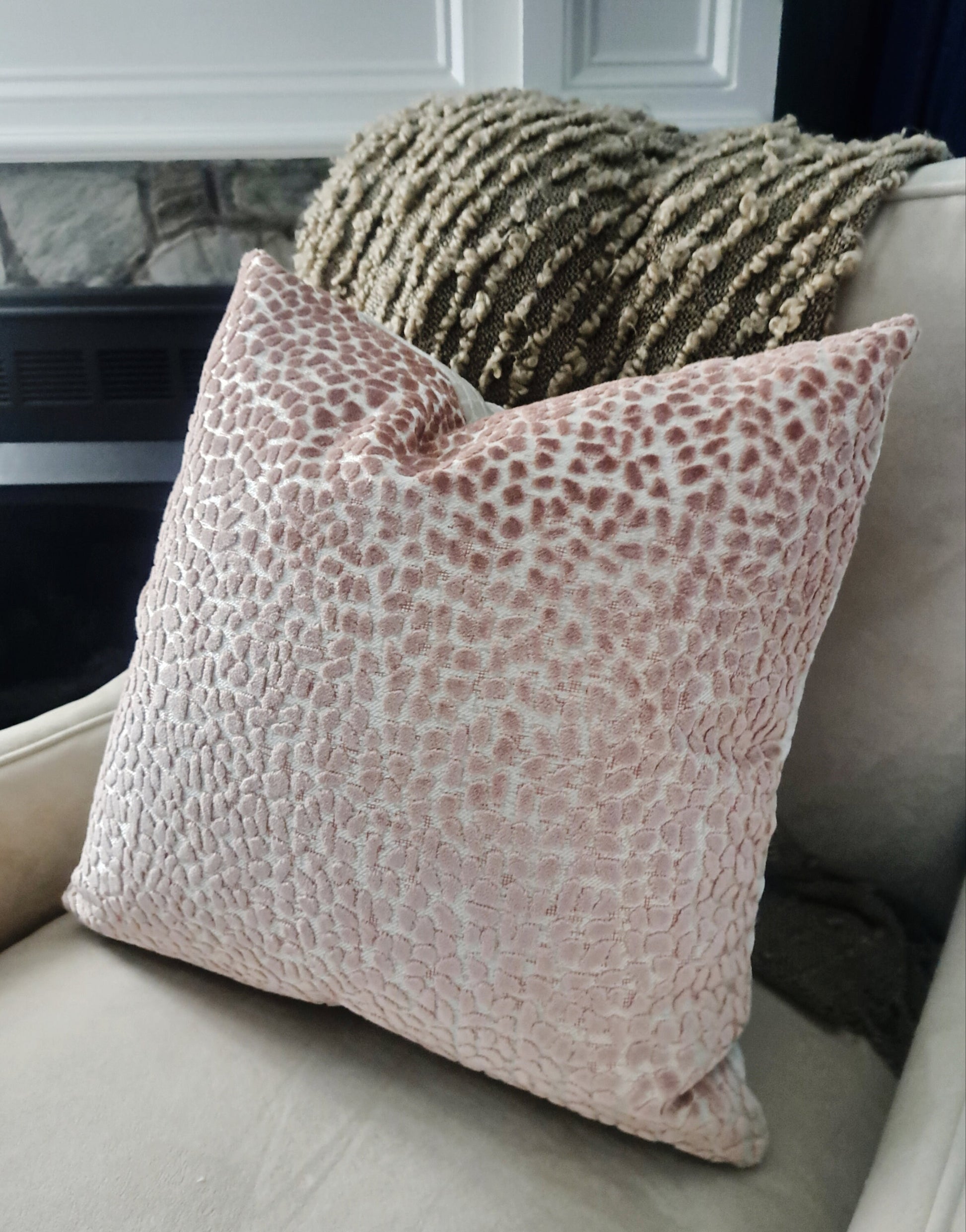 Dusty Rose Velvet Animal Print Pillow Cover