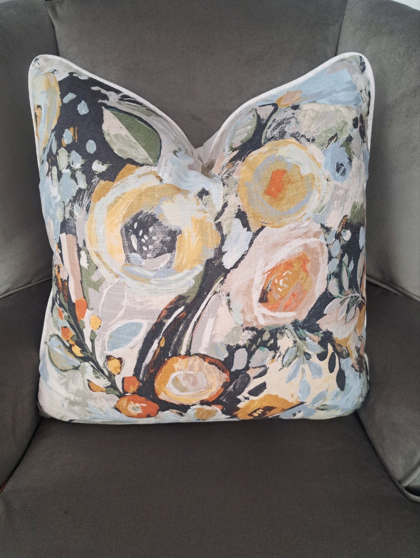Covent Garden Natural Gold Floral Pillow Cover