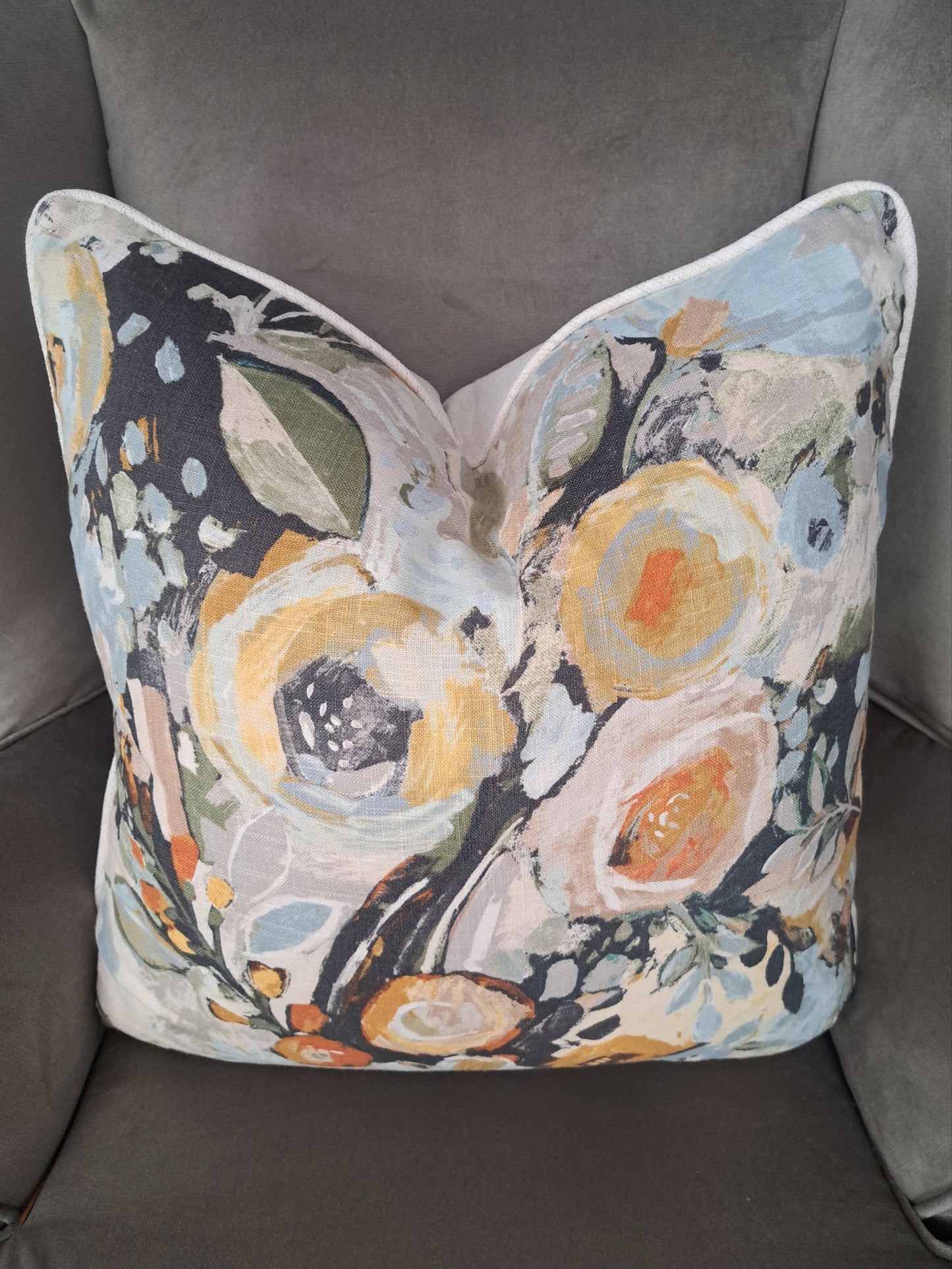 Covent Garden Natural Gold Floral Pillow Cover