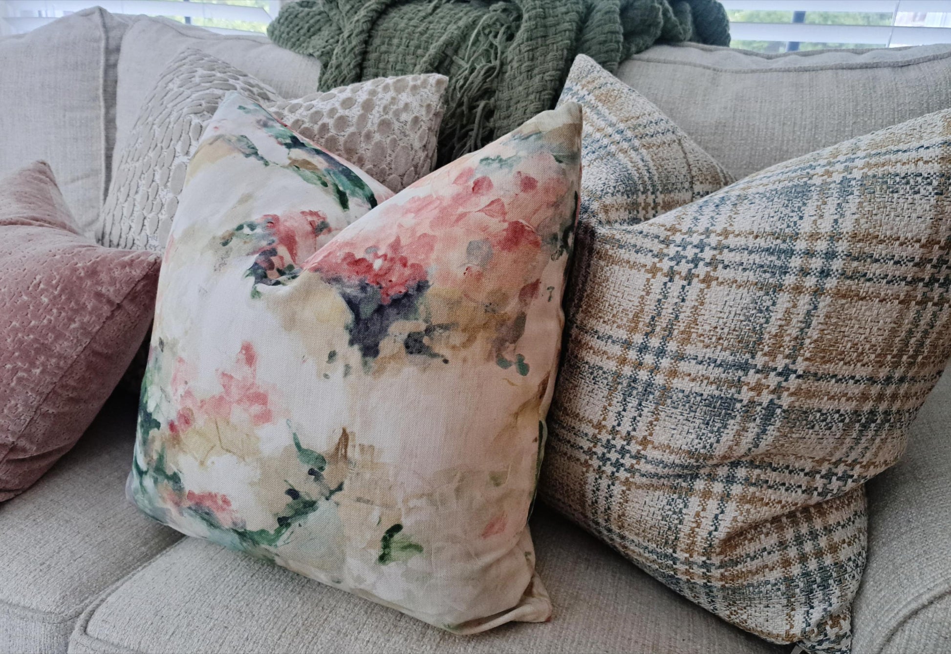 Hamilton Mattson Woven Plaid Mineral Pillow Cover