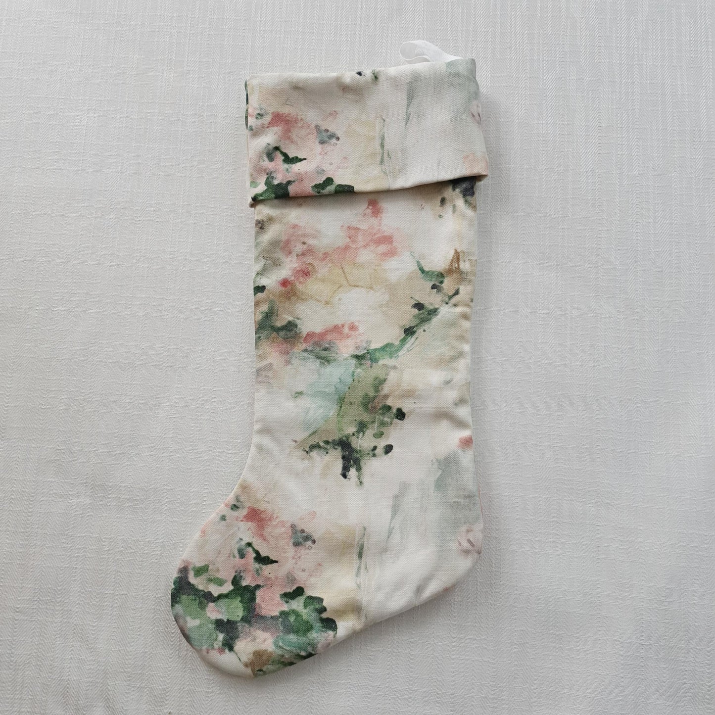 Pink Green Watercolor Christmas Stocking