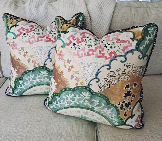 Harper Spring Pink and Green Pillow Cover
