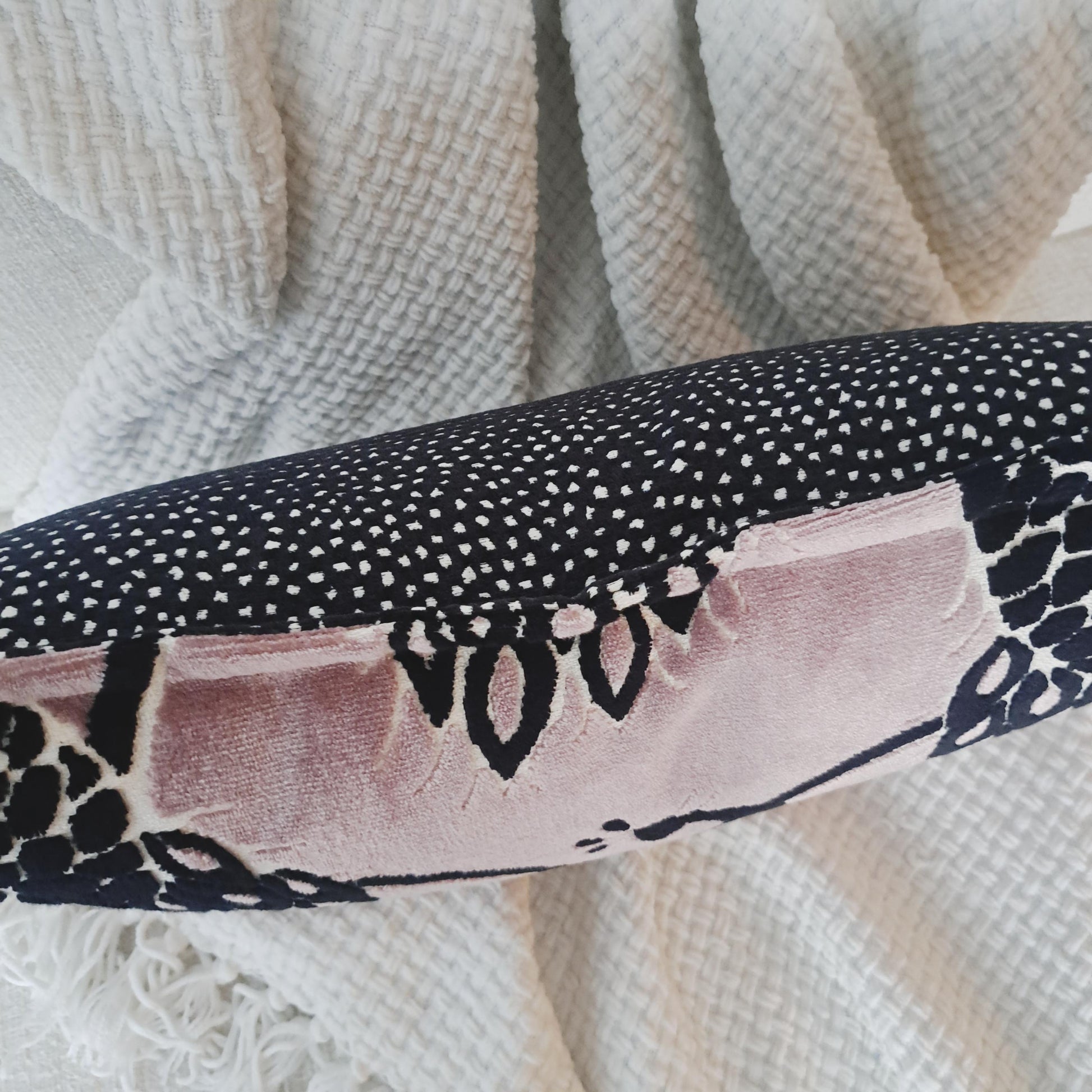 Mauve Black and White Peacock Velvet Pillow Cover