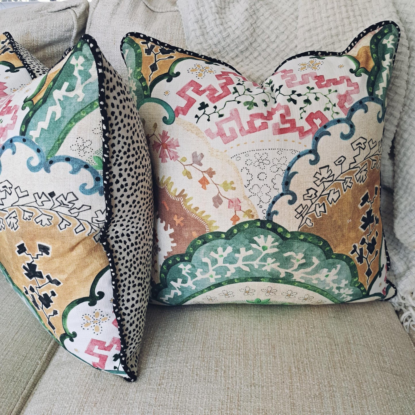 Harper Spring Pink and Green Pillow Cover