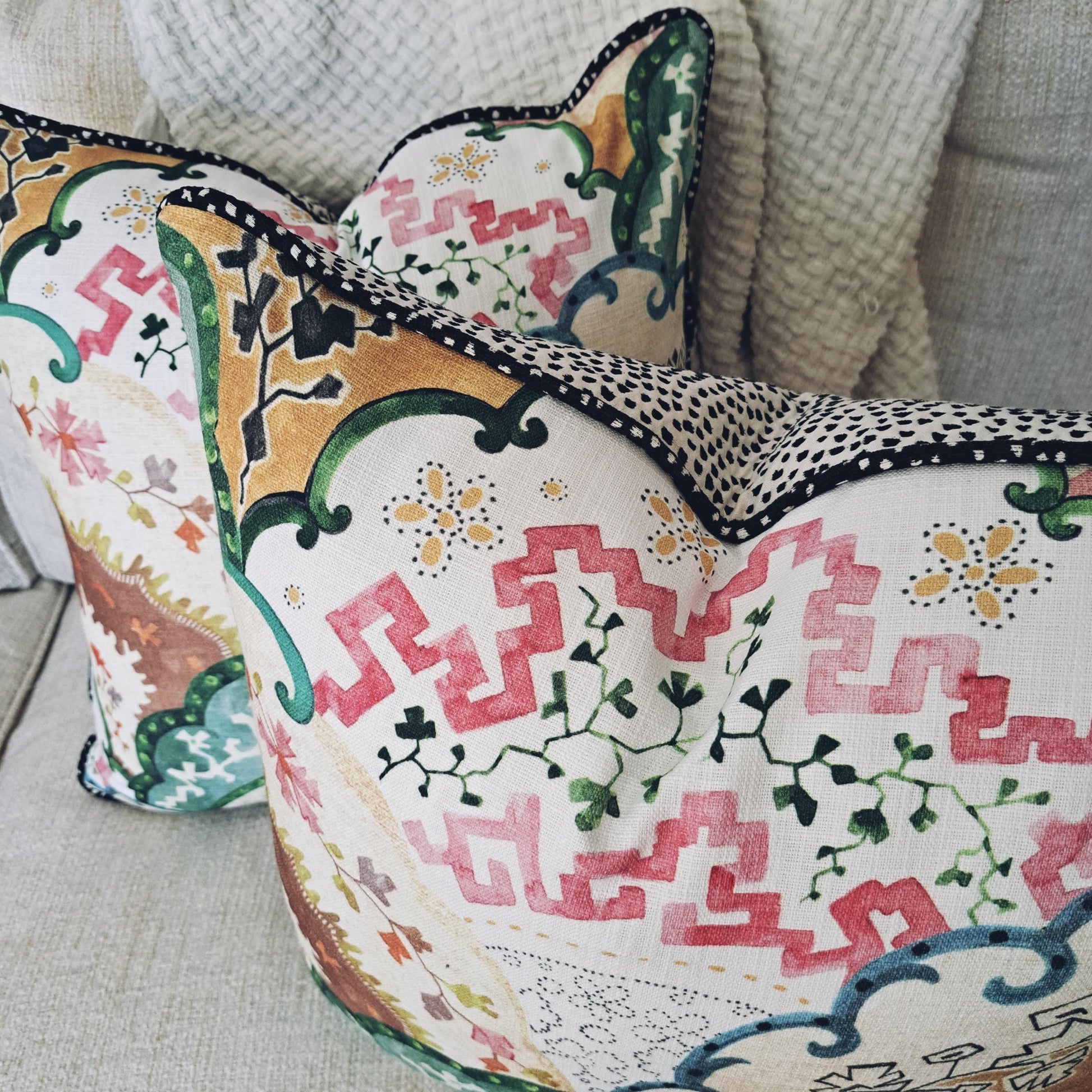 Harper Spring Pink and Green Pillow Cover