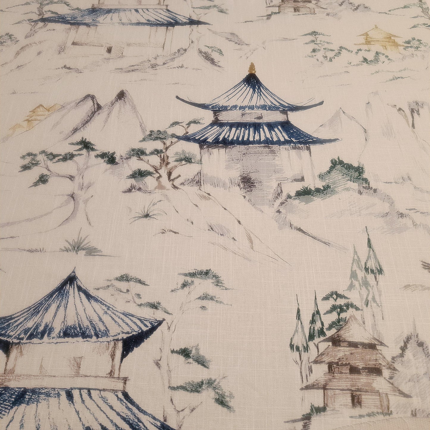 Navy Blue Sketch Pagoda Pillow Cover