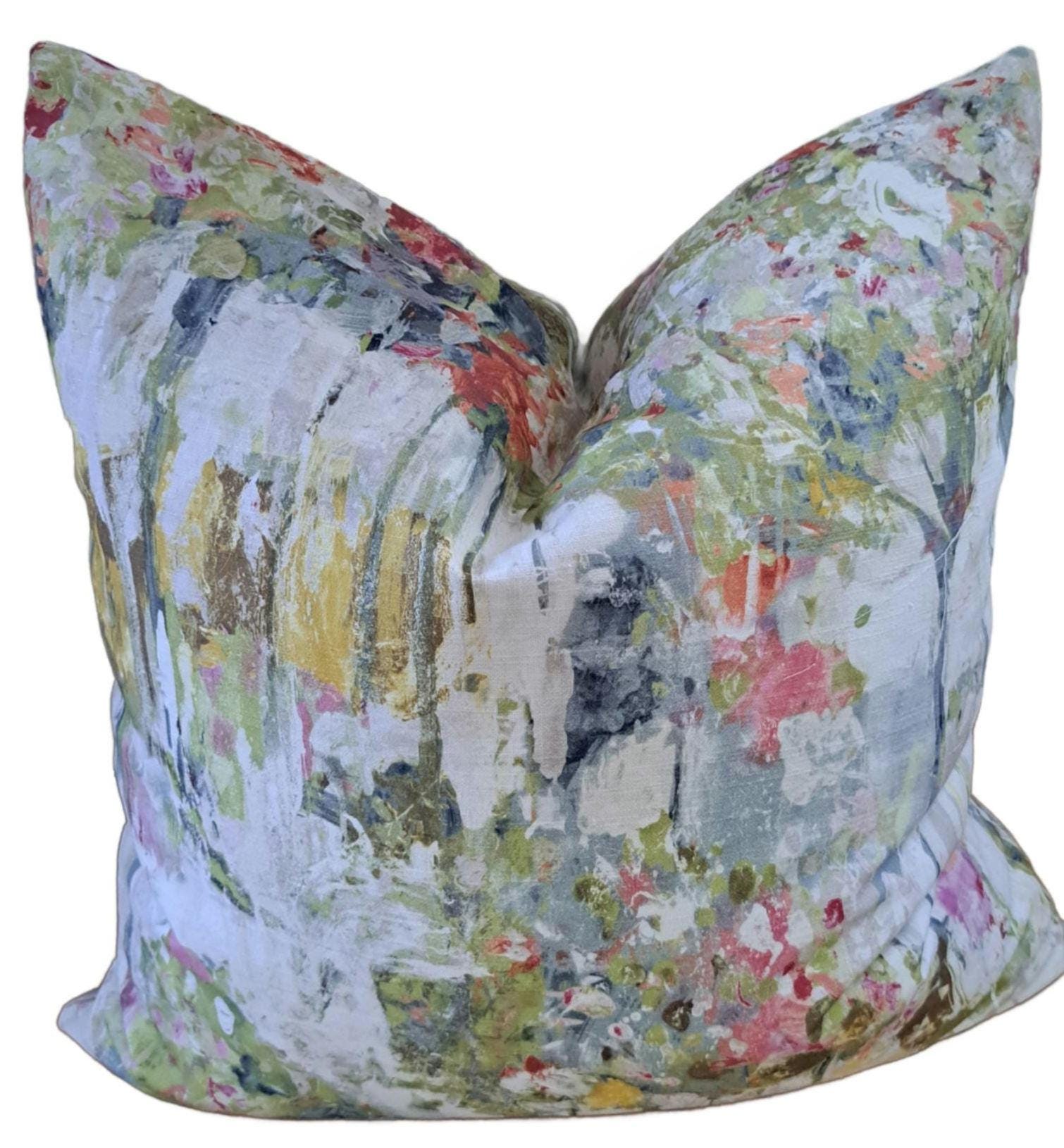 Garden pastel watercolor print pillow cover