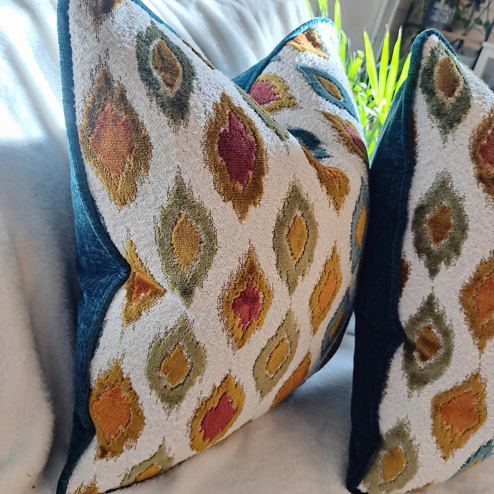 Bengal Tiger Apple Green Pillow Cover Black and White Trim
