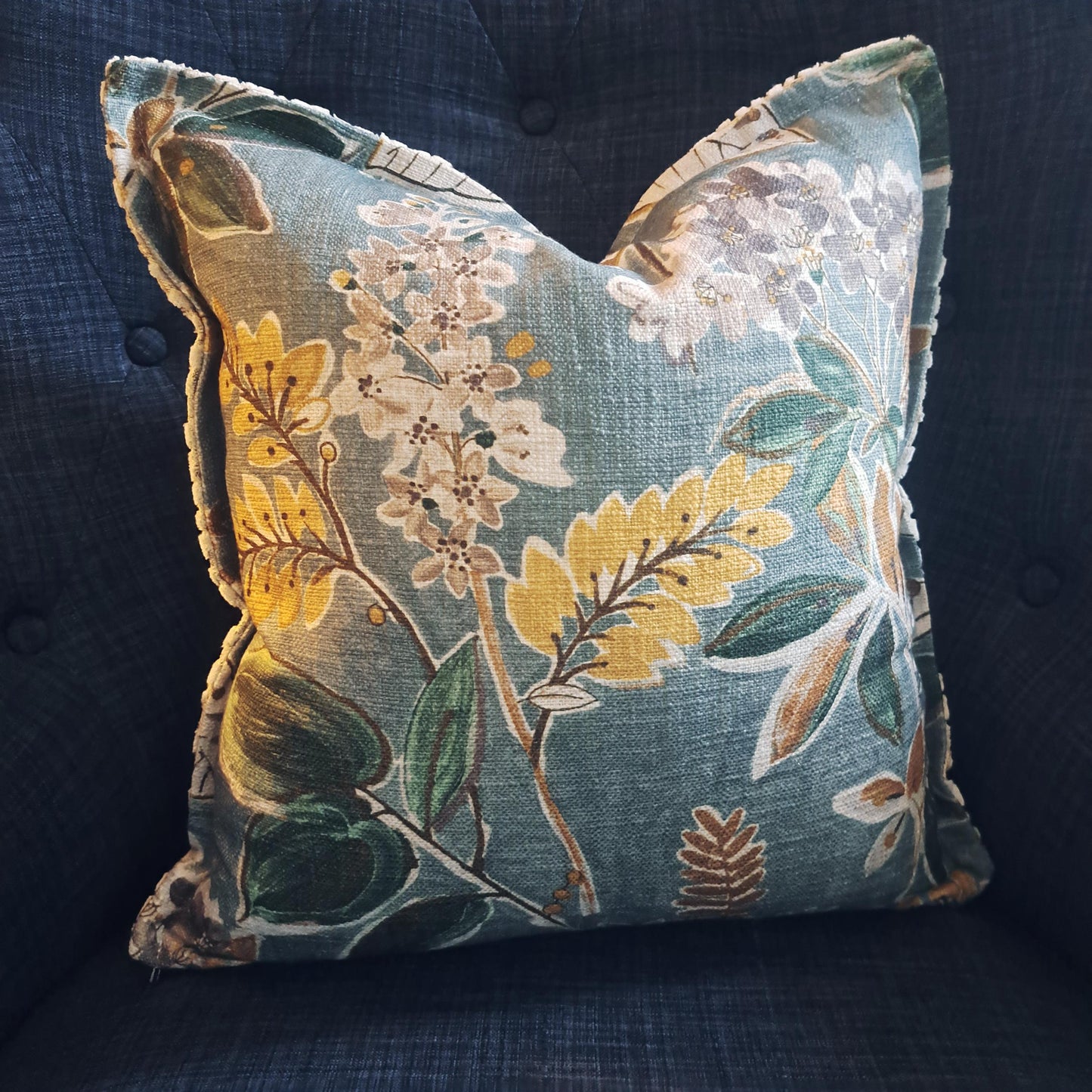 Summer Breeze Teal Green Floral Pillow Cover