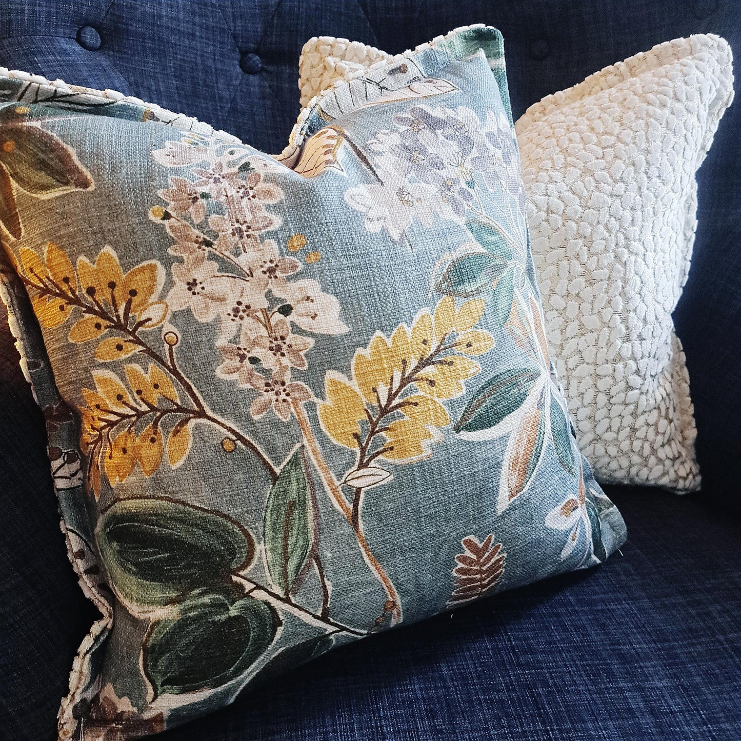 Summer Breeze Teal Green Floral Pillow Cover