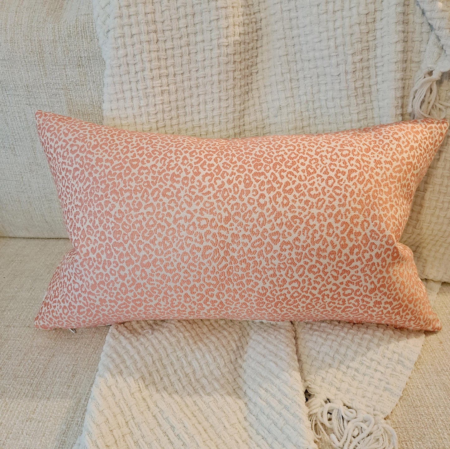 Coral and Cream Leapard Print Pillow