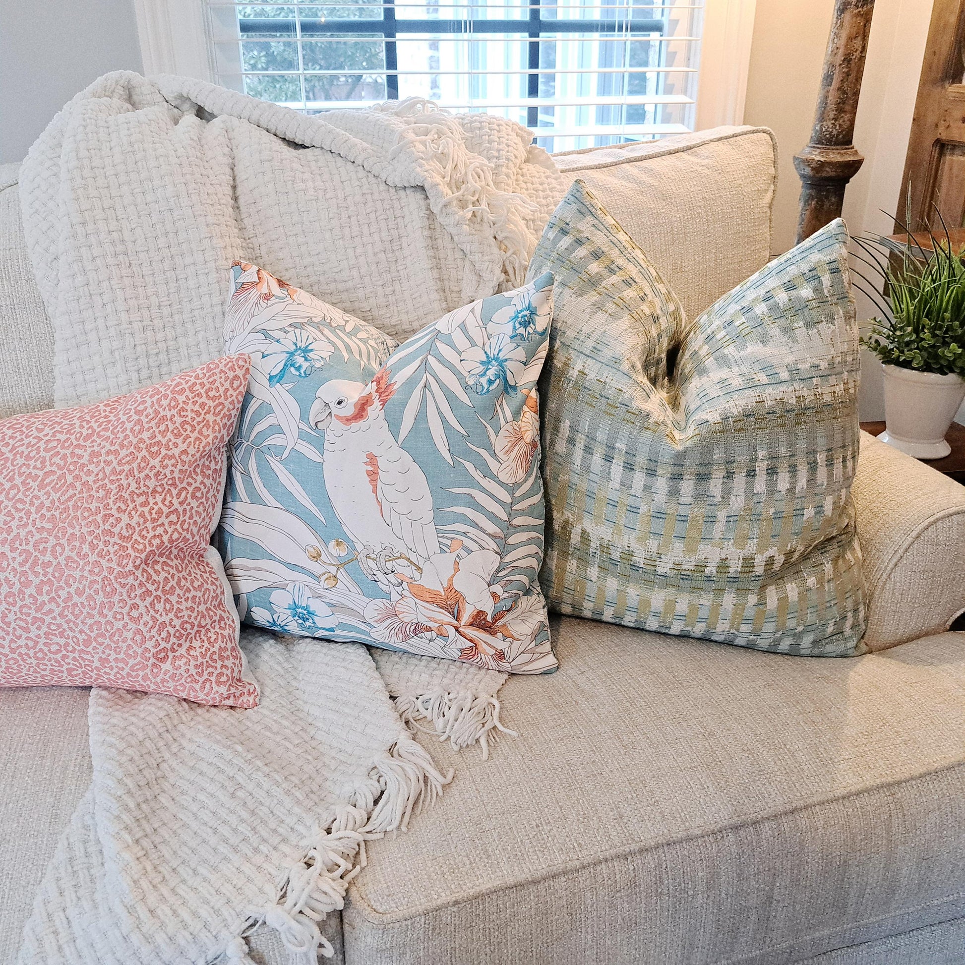Erre Turquoise Parrot Pillow Cover