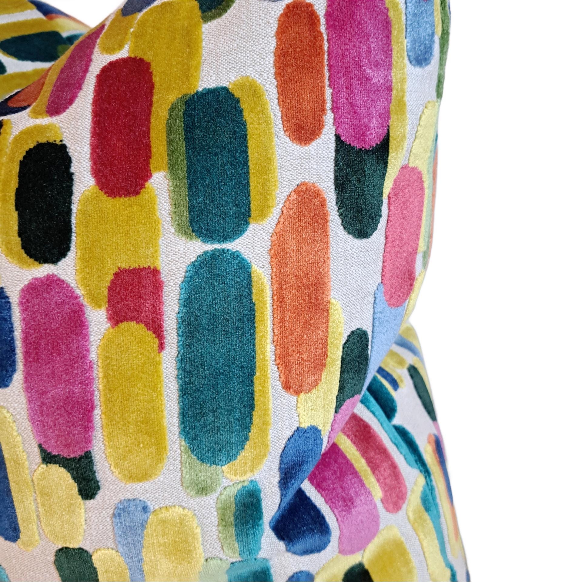 Multi Bright Colors Velvet Pillow Cover