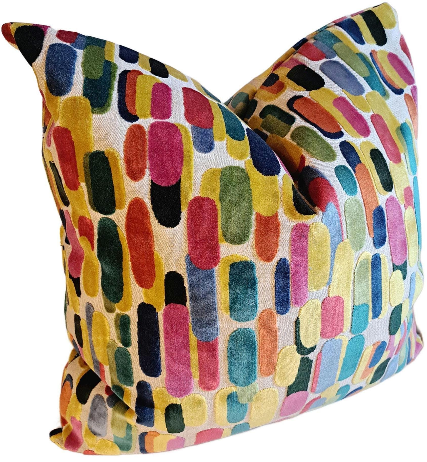 Multi Bright Colors Velvet Pillow Cover