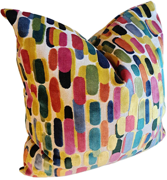 Multi Bright Colors Velvet Pillow Cover