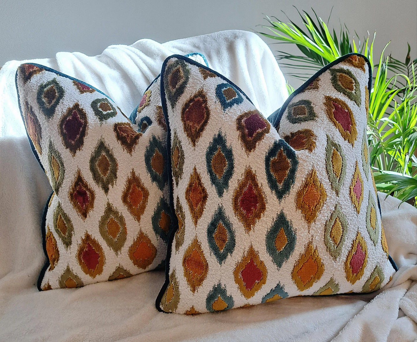 Bengal Tiger Apple Green Pillow Cover Black and White Trim