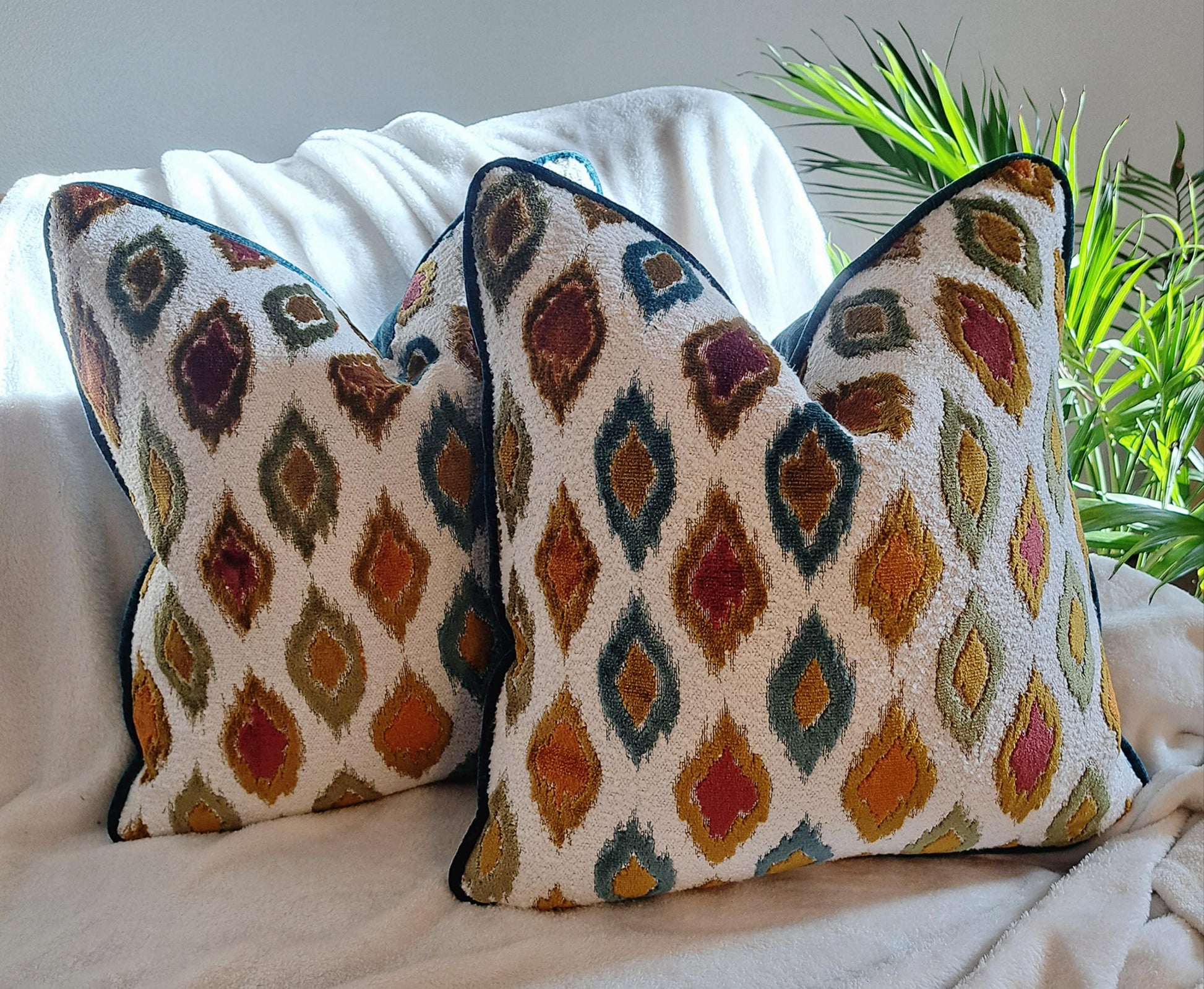 Bengal Tiger Apple Green Pillow Cover Black and White Trim