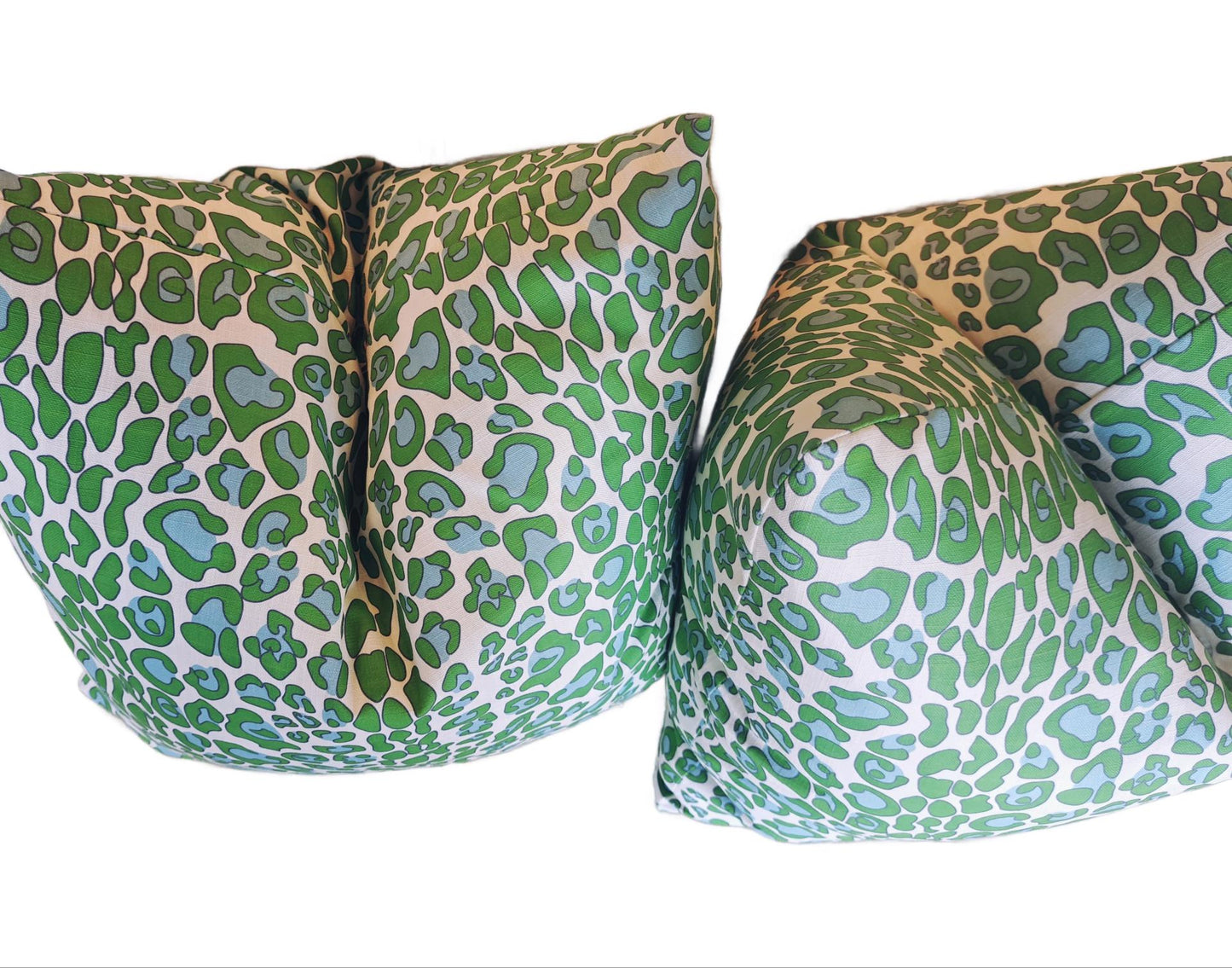 Bright green Blue Leapard print pillow